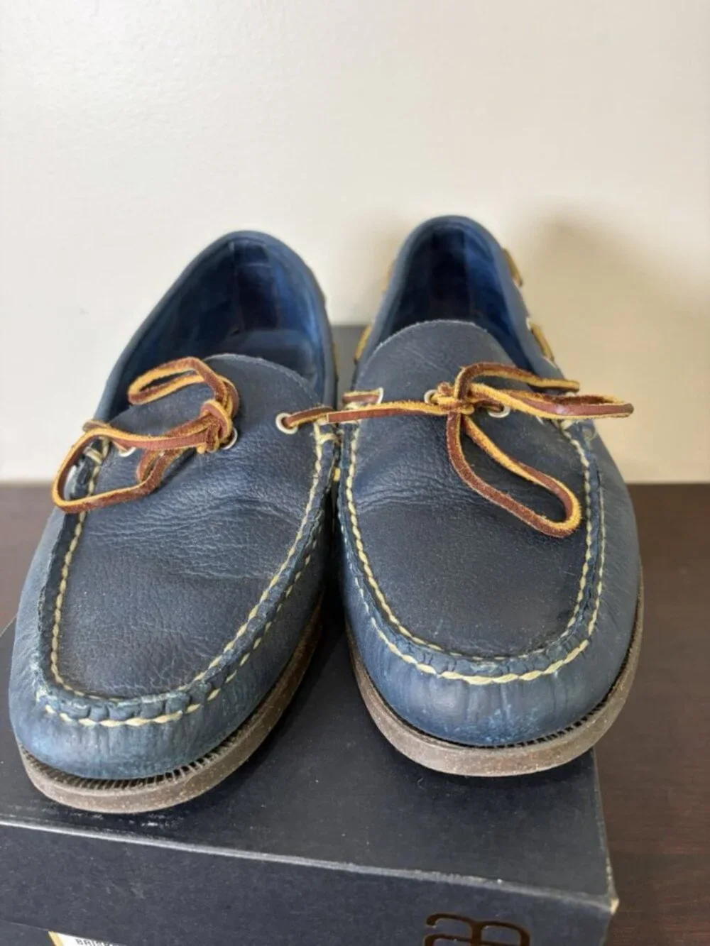 Allen Edmonds Northland Blue Leather Dockside Boat Shoes Men’s 11 Lace Up